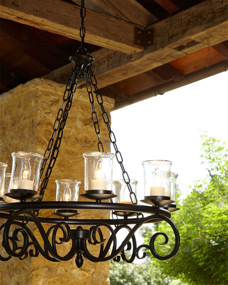 Outdoor 8-Light Metal Seeded Glass Chandelier Horchow outdoor furniture sale
