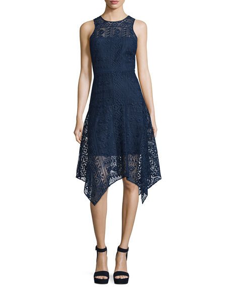 Parker Melissa Handkerchief-Hem Lace Dress, Stealth Stealth fit and flare dresses summer wedding guest