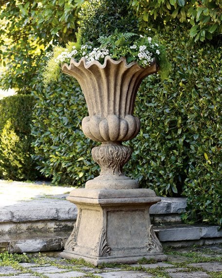 Pedestal Urn Crushed Stone Resin (Sold Separately) Horchow 