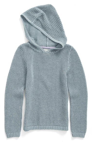 Peek 'Gia' Open Knit Hoodie (Toddler Girls, Little Girls & Big Girls) Heather Grey Nordstrom anniversary sale toddler girls clothes
