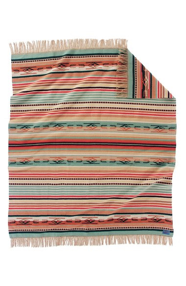 Pendleton 'Chimayo' Fringe Wool Throw Coral Nordstrom Anniversary Sale