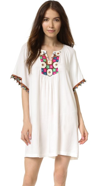 Pia Pauro Half Sleeve Embroidered Tunic White tunic dresses summer 2016