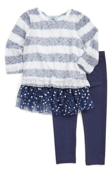 Pippa & Julie Peplum Sweater & Leggings (Toddler Girls, Little Girls & Big Girls) White Navy Nordstrom anniversary sale toddler girls fashion