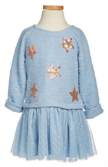 Pippa & Julie Sequin Star Dress (Toddler Girls, Little Girls & Big Girls) Light Blue Nordstrom