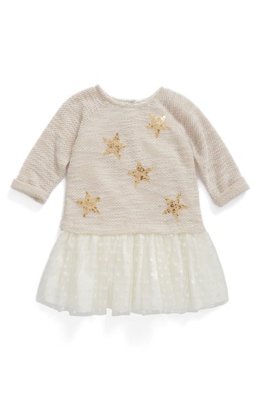 Pippa & Julie Sequin Star Drop Waist Dress (Baby Girls) Ivory Nordstrom anniversary sale baby 
