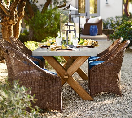 Pottery Barn ABBOTT RECTANGULAR DINING TABLE & PALMETTO CHAIR SET - HONEY pottery barn outdoor furniture sale extra 15% off sale 