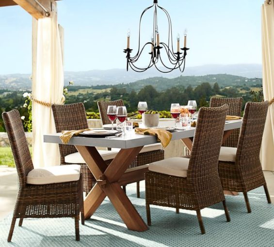 Pottery Barn ABBOTT RECTANGULAR DINING TABLE & TORREY CHAIR SET - ESPRESSO