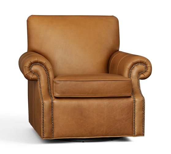 Pottery Barn BROOKLYN LEATHER SWIVEL ARMCHAIR pottery barn summer warehouse clearance sale
