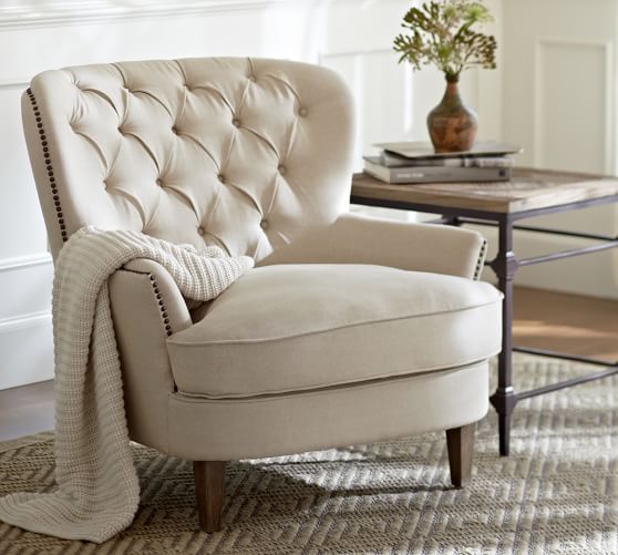 Pottery Barn CARDIFF TUFTED UPHOLSTERED ARMCHAIR