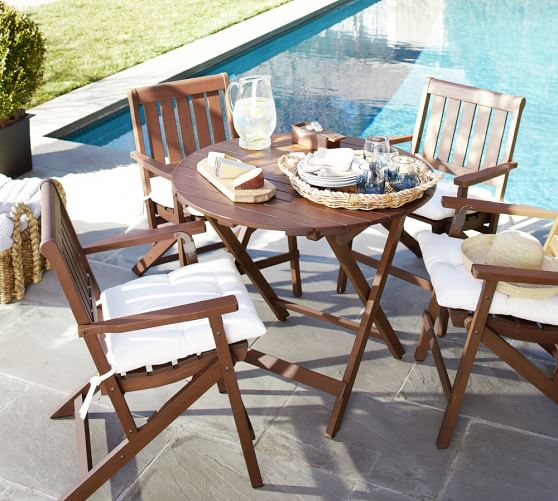 Pottery Barn CHATHAM ROUND FOLDING BISTRO TABLE & ARMCHAIR SET pottery barn outdoor furniture sale extra 15% off