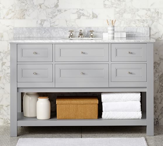 Pottery Barn CLASSIC SINGLE WIDE SINK CONSOLE - GRAY pottery barn summer warehouse clearance sale