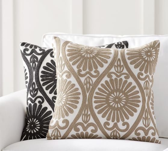Pottery Barn DAISY PILLOW COVER Ivory Neutral Black Ivory pottery barn pillows 30% off sale 