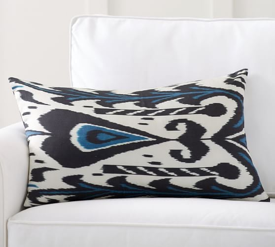 Pottery Barn EDITH IKAT PRINT SILK LUMBAR PILLOW COVER pottery barn pillows sale 30% off