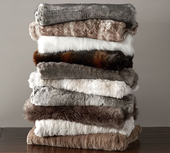 Pottery Barn FAUX FUR THROW pottery barn warehouse clearance sale