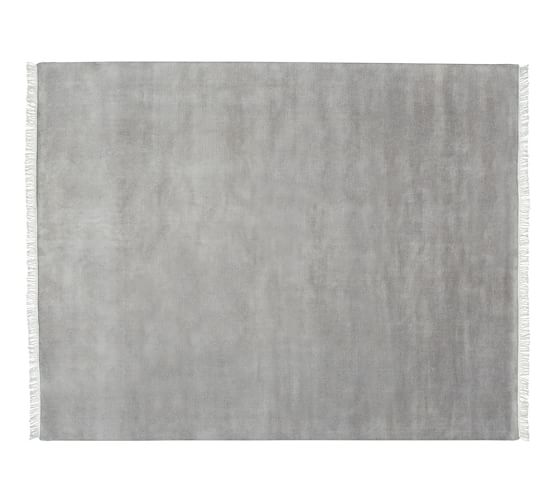 Pottery Barn FRINGED HAND-LOOMED RUG - GRAY