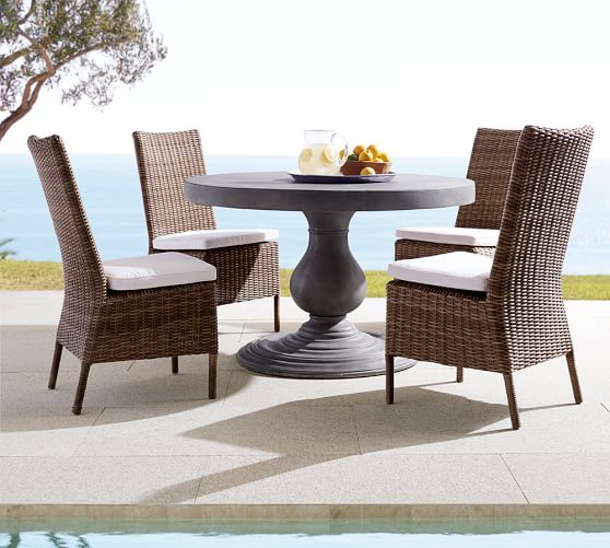 Pottery Barn GENEVA CONCRETE ROUND DINING TABLE & TORREY SIDE CHAIR SET - ESPRESSO extra 15% off sale