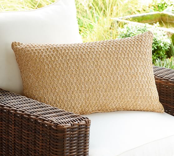 Pottery Barn HONEYCOMB FAUX FIBER INDOOR/OUTDOOR LUMBAR PILLOW pottery barn pillows 30% off sale