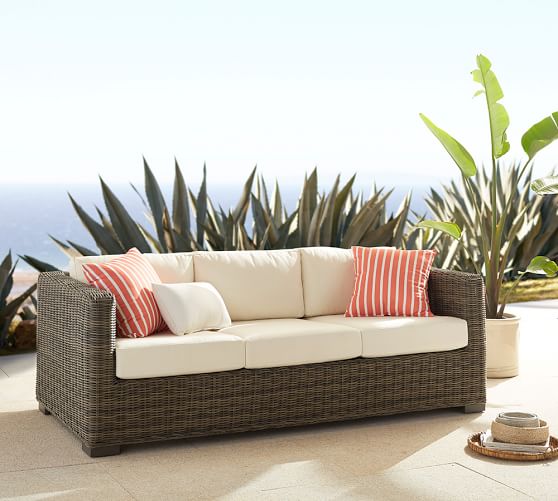 Pottery Barn HUNTINGTON ALL-WEATHER WICKER SQUARE ARM SOFA pottery barn outdoor furniture sale extra 15% off