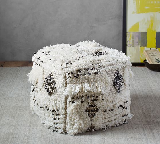 Pottery Barn MOROCCAN POUF - SMALL pottery barn pillows sale 30% off moroccan wedding blanket