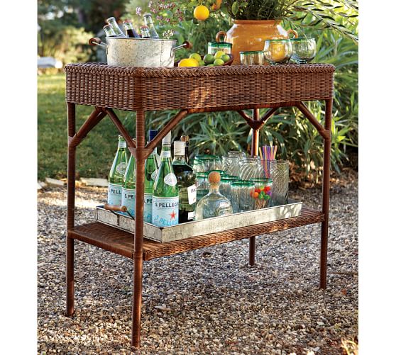 Pottery Barn PALMETTO ALL-WEATHER WICKER BAR CONSOLE - HONEY pottery barn outdoor furniture sale extra 15% off sale