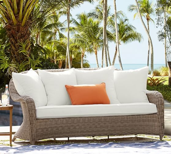 Pottery Barn TORREY ALL-WEATHER WICKER ROLL-ARM SOFA - NATURAL pottery barn outdoor furniture sale extra 15% off