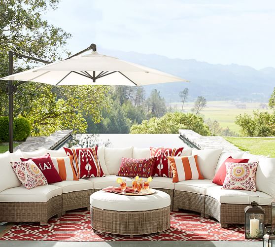 Pottery Barn TORREY ALL-WEATHER WICKER ROUNDED SECTIONAL SET - NATURAL summer clearance warehouse sale