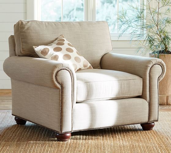 Pottery Barn WEBSTER UPHOLSTERED ARMCHAIR NAILHEAD TRIM
