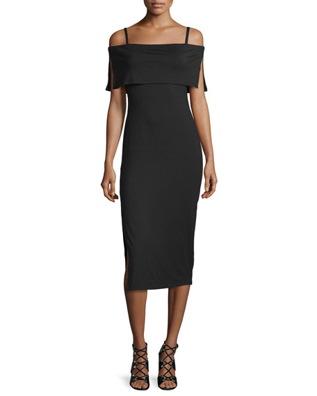 Rachel Pally Pascal Off-The-Shoulder Sheath Dress Black cold shoulder dresses for summer wedding guest season