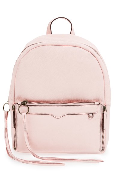 Rebecca Minkoff 'Lola' Backpack with Detachable Crossbody Pale Blush Gunmetal Hrdwr college student high school student designer backpacks back to school 2016