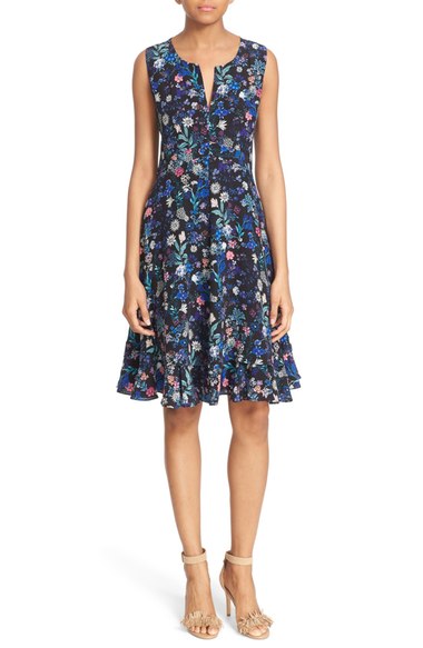 Rebecca Taylor 'Alice' Floral Print Silk Dress Black Nordstrom anniversary sale women's dresses
