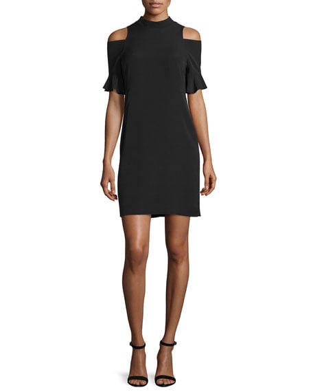Rebecca Taylor Cold-Shoulder Shift Dress Black cold shoulder dresses for summer wedding guest season 