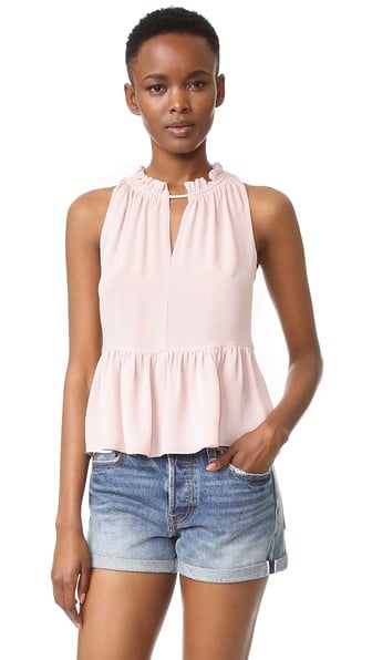 Rebecca Taylor Sleeveless Peplum Top Sheer Pink