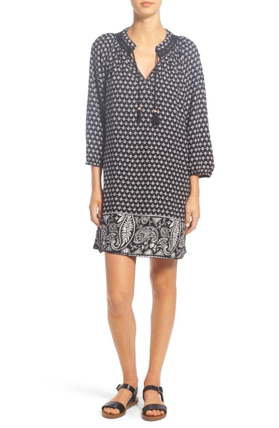 Roxy 'Farewell For Now' Print Tunic Dress True Black Cashmere Border tunic dresses summer 2016