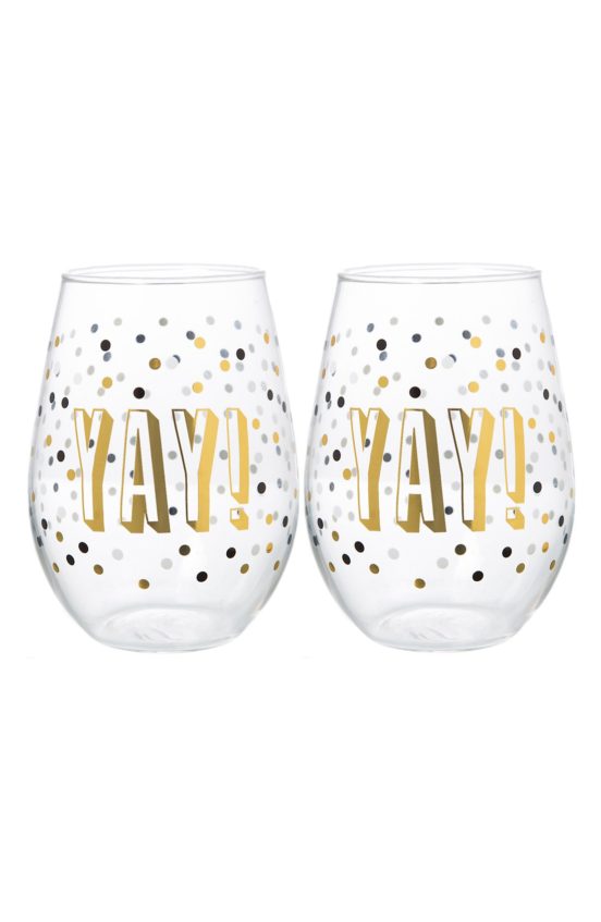 SLANT COLLECTIONS 'Yay!' Stemless Wine Glasses (Set of 2) Clear 2016 Nordstrom anniversary sale