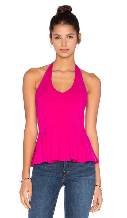 SUSANA MONACO Margot Halter Peplum Top Fuchsia peplum tops summer