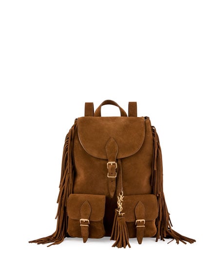 Saint Laurent Festival Suede Medium Fringe Backpack Tan designer backpacks back to school 2016 college students high school students