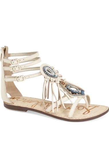 Sam Edelman 'Genesee' Sandal (Women) Modern Ivory Leather flat fringe sandals
