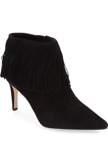 Sam Edelman 'Kandice' Fringed Suede Pointy Toe Bootie (Women) Black Suede 2016 Nordstrom anniversary sale women's shoes 