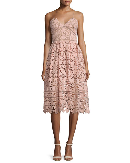 Self Portrait Azaelea Guipure-Lace Illusion Dress Pink lace dresses summer wedding guest season