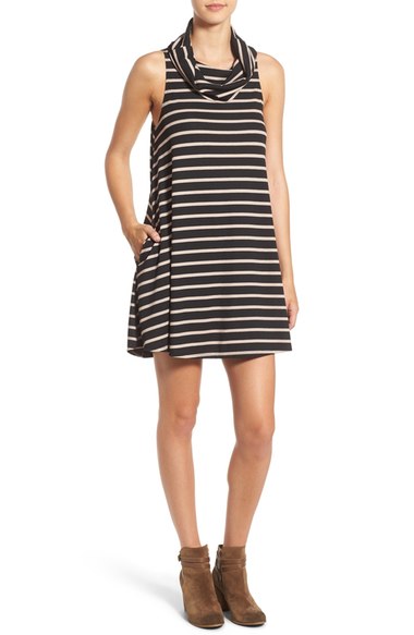 Socialite Cowl Neck Shift Dress Black Taupe Rib 2016 Nordstrom anniversary sale women's dresses 