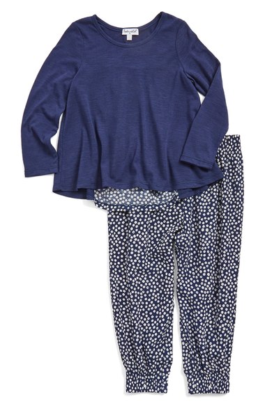Splendid 'Ditsy Dot' Trapeze Tee & Pants Set (Toddler Girls) Navy Nordstrom anniversary sale toddler girls 