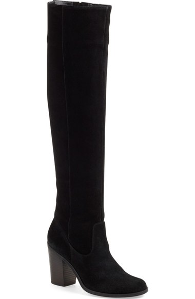 Steve Madden 'Eternul' Over the Knee Block Heel Boot (Women) Black Suede 2016 Nordstrom anniversary sale