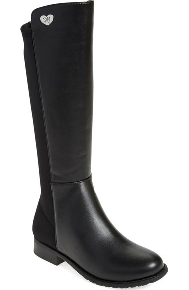 Stuart Weitzman '50/50' Stretch Back Riding Boot (Walker, Toddler, Little Kid & Big Kid) Black Leather Nordstrom anniversary sale little girls shoes