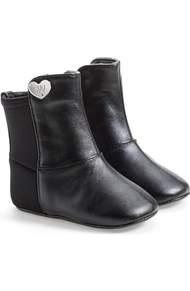 Stuart Weitzman 'Baby 5050' Crib Shoe (Baby) (Online Only) Black Faux Leather Nordstrom anniversary sale baby girl shoes