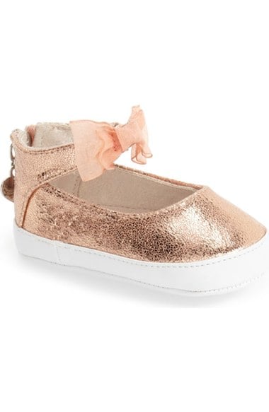 Stuart Weitzman 'Baby Chiffon' Mary Jane Crib Shoe (Baby) Rose Gold Leather Nordstrom anniversary sale baby girls