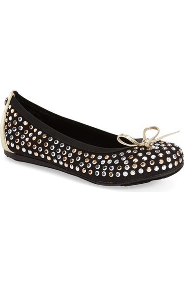 Stuart Weitzman 'Fannie Tara' Ballerina Flat (Little Kid & Big Kid) Black Nordstrom anniversary sale little girls shoes