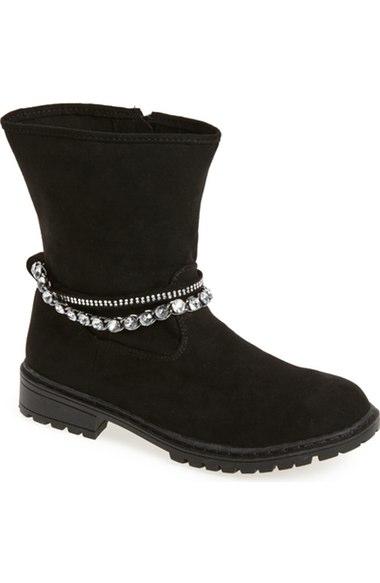 Stuart Weitzman 'Luge' Crystal Embellished Boot (Little Kid & Big Kid) Black Suede Nordstrom anniversary sale little girls