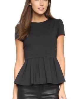 Susana Monaco Kiki Short Sleeve Peplum Top Onyx peplum tops summer