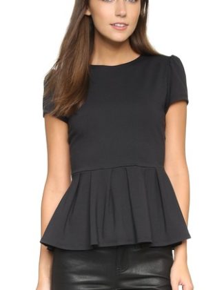 Susana Monaco Kiki Short Sleeve Peplum Top Onyx peplum tops summer