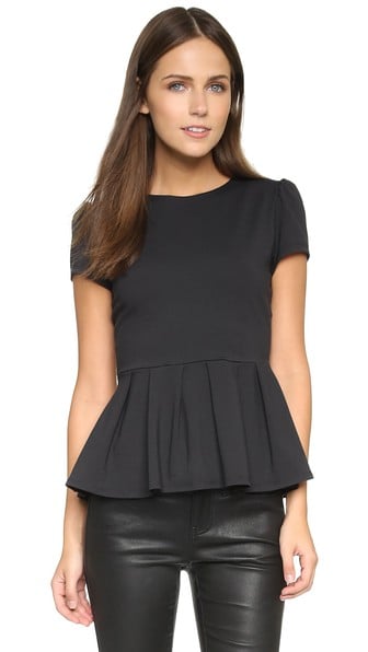Susana Monaco Kiki Short Sleeve Peplum Top Onyx peplum tops summer